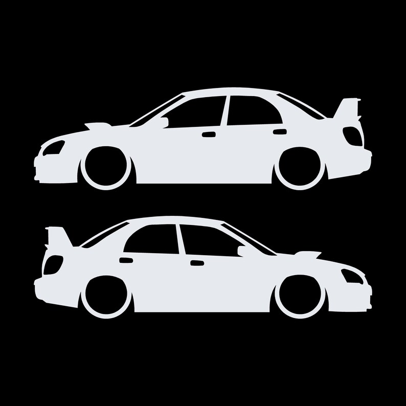 Ensemble de 2 autocollants silhouette de voiture abaissée pour Subaru Impreza WRX 2e génération BLOB EYE Blanc