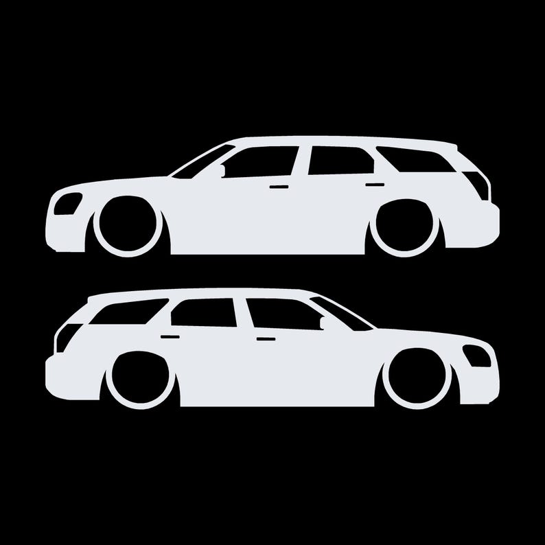 Set med 2 sänkta silhuettdekaler för Dodge Magnum Vit