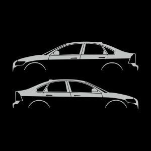 Set Of 2 Car Silhouette Decal Stickers For Volvo S40 2nd Gen Light Grey