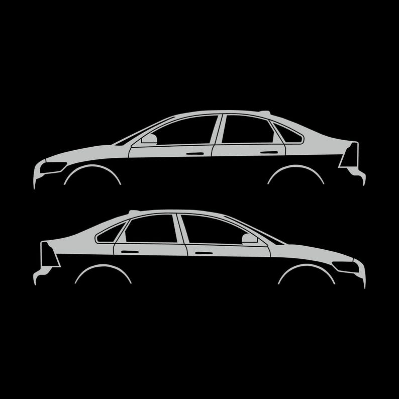 Set Of 2 Car Silhouette Decal Stickers For Volvo S40 2nd Gen Light Grey