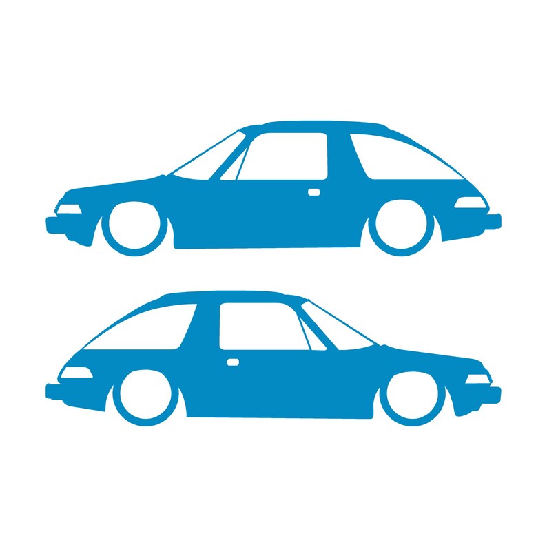 Juego de 2 pegatinas decorativas con silueta de coche rebajado para AMC Pacer Classic Light Blue