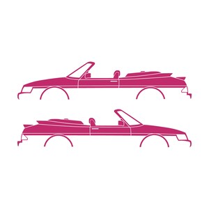 Set med 2 silhuettdekaler för Saab 900 1:a generationens cabriolet Rosa