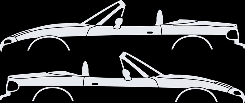 Set Of 2 Lowered Car Silhouette Decal Stickers For Mazda Miata MX5 NA image 4
