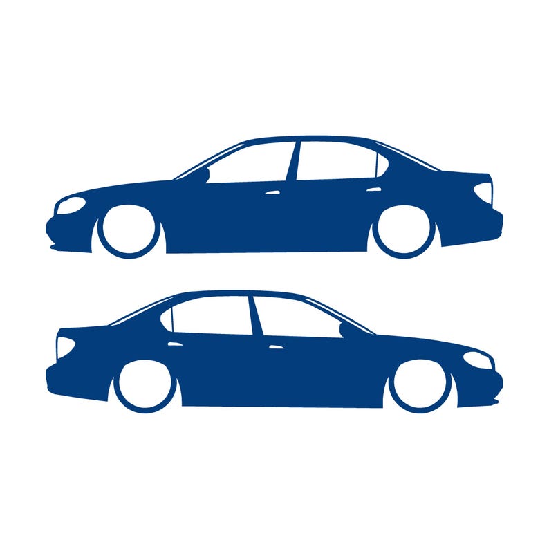 Set Of 2 Lowered Car Silhouette Decal Stickers For Nissan Cefiro A33 1998-2004 Blue