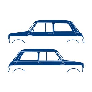 Set Of 2 Car Silhouette Decal Stickers For Classic Mk2 Mini Cooper Hatchback Blue