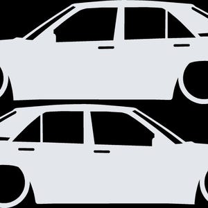 Set Of 2 Car Silhouette Decal Stickers For The Mercedes 190e White