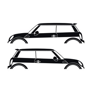 Set Of 2 Car Silhouette Decal Stickers For Mini Cooper S R56 - Mk2 - 2nd Gen Black