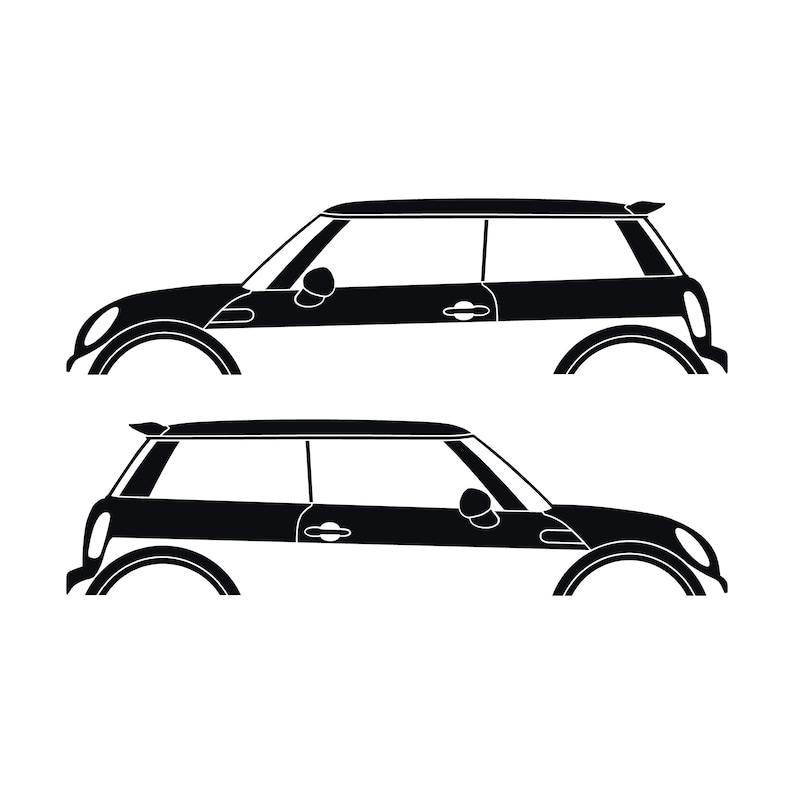 Set Of 2 Car Silhouette Decal Stickers For Mini Cooper S R56 - Mk2 - 2nd Gen Black