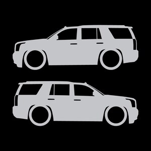Set med 2 sänkta silhuettdekaler för GMC Yukon 4:e generationens SLT 2015-20 Silver
