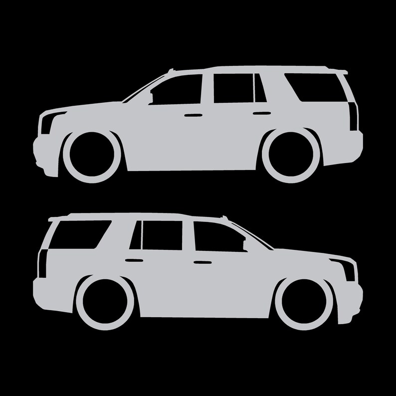 Set med 2 sänkta silhuettdekaler för GMC Yukon 4:e generationens SLT 2015-20 Silver