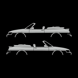 Set med 2 silhuettdekaler för Saab 900 1:a generationens cabriolet Light Grey