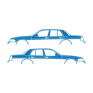 Juego de 2 pegatinas con silueta de coche para Ford Crown Victoria de 2.ª generación Sky Blue