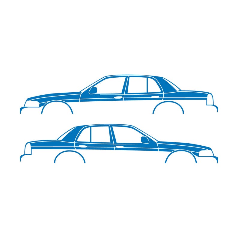 Juego de 2 pegatinas con silueta de coche para Ford Crown Victoria de 2.ª generación Sky Blue