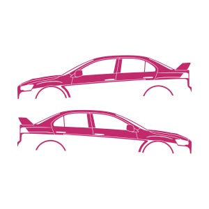 Set Of 2 Lowered Car Silhouette Decal Stickers For Mitsubishi Lancer Evo X 10 Pink