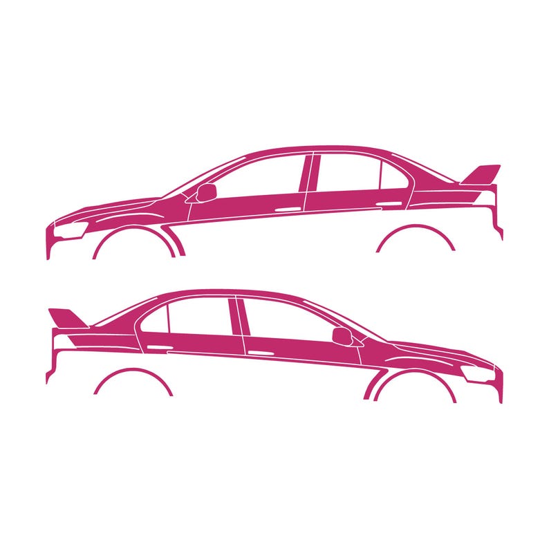 Set Of 2 Lowered Car Silhouette Decal Stickers For Mitsubishi Lancer Evo X 10 Pink