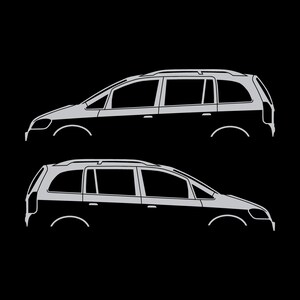 Set Of 2 Car Silhouette Decal Stickers For Vauxhall Opel Zafira A Mk1 Silver