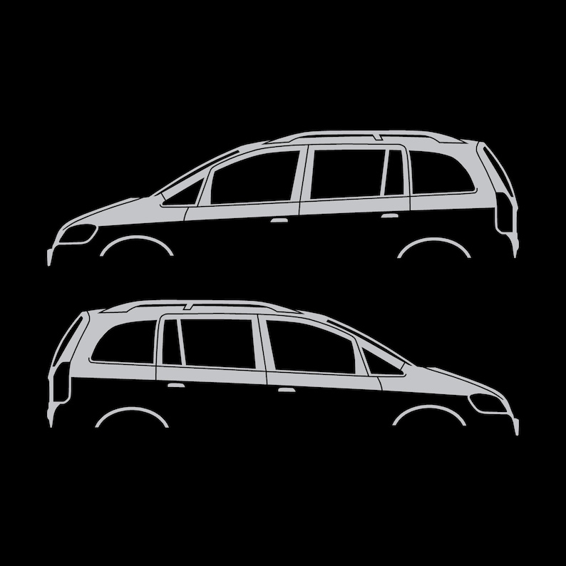 Set Of 2 Car Silhouette Decal Stickers For Vauxhall Opel Zafira A Mk1 Silver