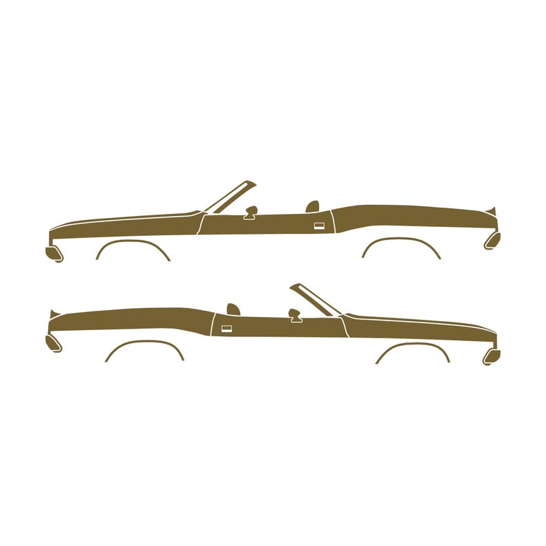 Set Of 2 Car Silhouette Decal Stickers For Dodge Challenger Classic Convertible Gold