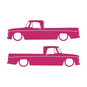 Set Of 2 Car Silhouette Decal Stickers For 1961-65 Dodge D100 Sweptline Long Bed 1st Gen Pink