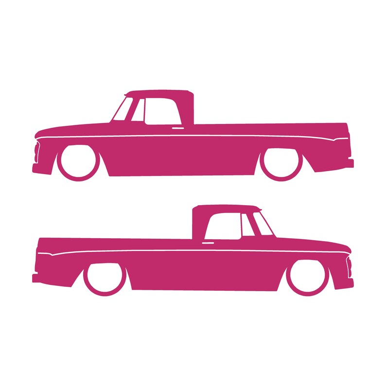 Set Of 2 Car Silhouette Decal Stickers For 1961-65 Dodge D100 Sweptline Long Bed 1st Gen Pink