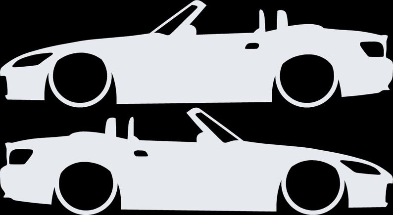 Set Of 2 Lowered Car Silhouette Decal Stickers For Honda S2000 White