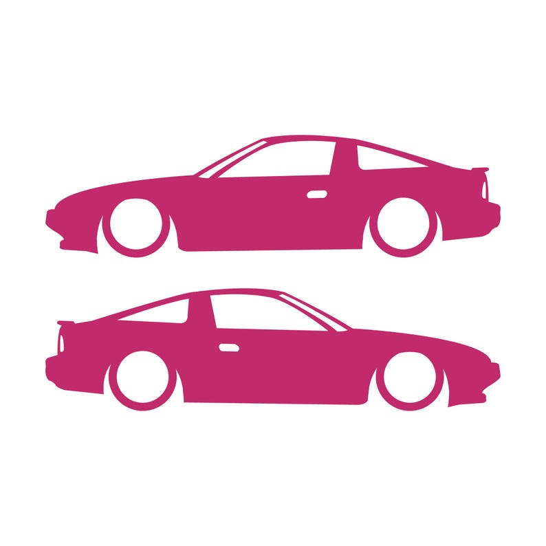 Set Of 2 Lowered Car Silhouette Decal Stickers For Nissan 180SX - 240SX S13 Pink