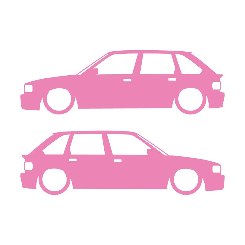 Set Of 2 Lowered Car Silhouette Decal Stickers For MG Maestro Turbo Soft Pink
