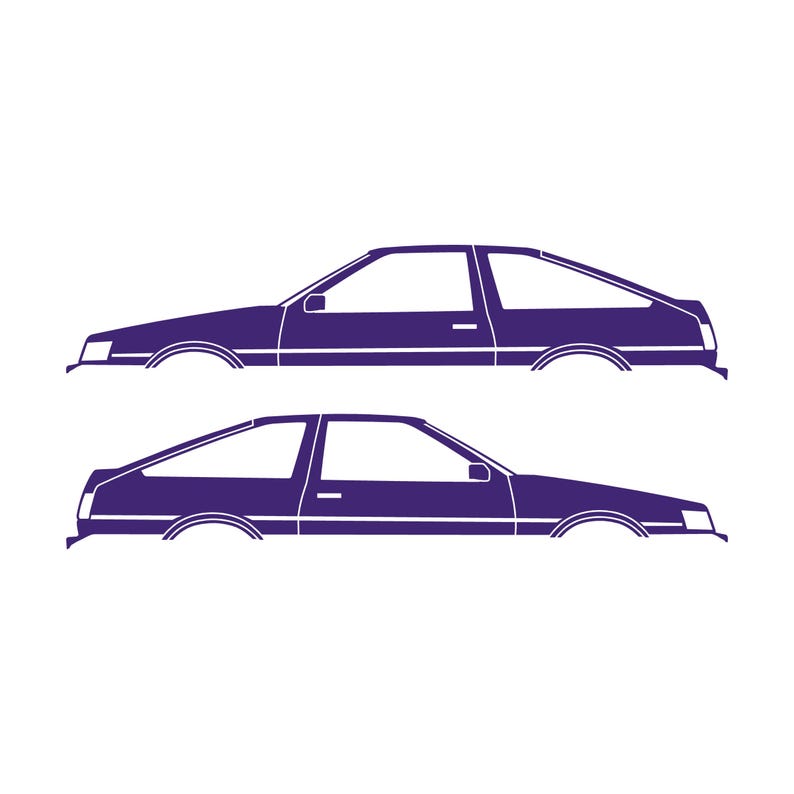 Set Of 2 Car Silhouette Decal Stickers For Toyota AE86 Corolla Levin Hatchback Purple