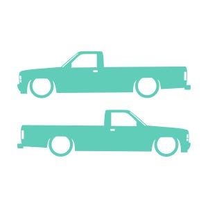 Set med 2 lastbilssilhuettdekaler för Dodge Dakota 1:a generationens single cab pickup Mint