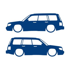 Set Of 2 Lowered Car Silhouette Decal Stickers For Subaru Forester 1st Gen SF Blue
