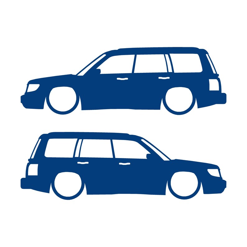 Set Of 2 Lowered Car Silhouette Decal Stickers For Subaru Forester 1st Gen SF Blue