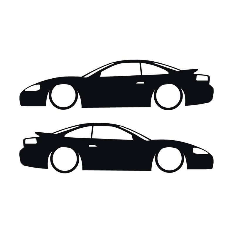 Set Of 2 Car Silhouette Decal Stickers For Dodge Stealth RT Turbo Black