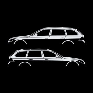 Set Of 2 Car Silhouette Decal Stickers For BMW E61 5-series Touring White