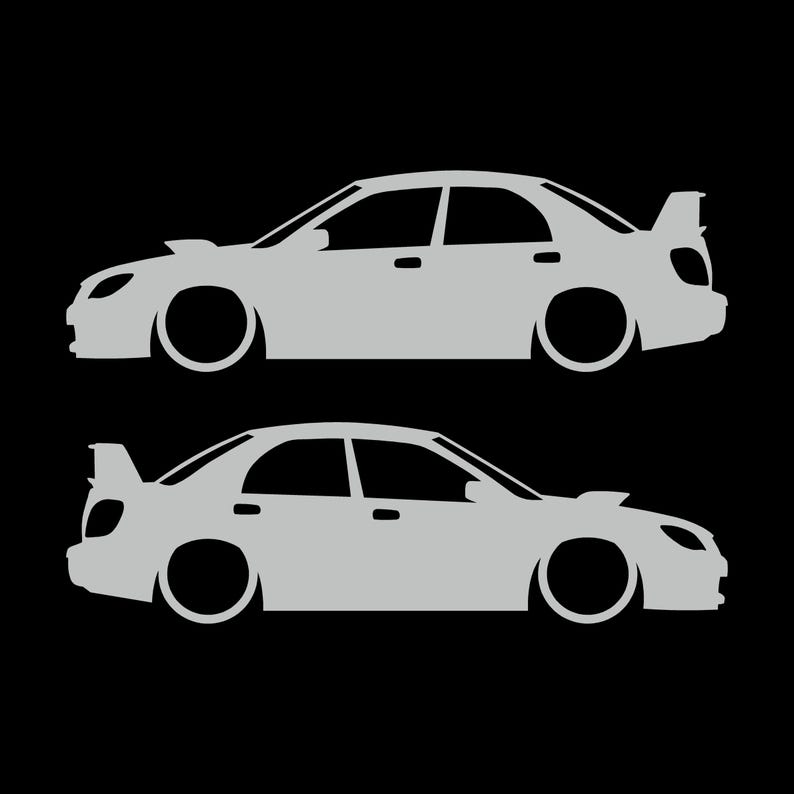 Set Of 2 Car Silhouette Decal Stickers For Subaru Impreza WRX STI 2nd Gen Hawk Eye Light Grey