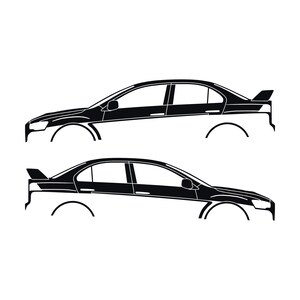 Set Of 2 Lowered Car Silhouette Decal Stickers For Mitsubishi Lancer Evo X 10 Black