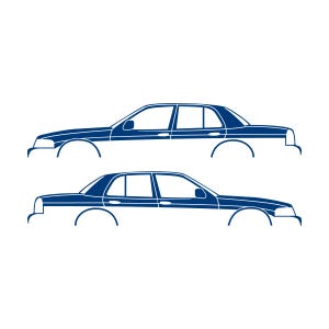 Juego de 2 pegatinas con silueta de coche para Ford Crown Victoria de 2.ª generación Azul