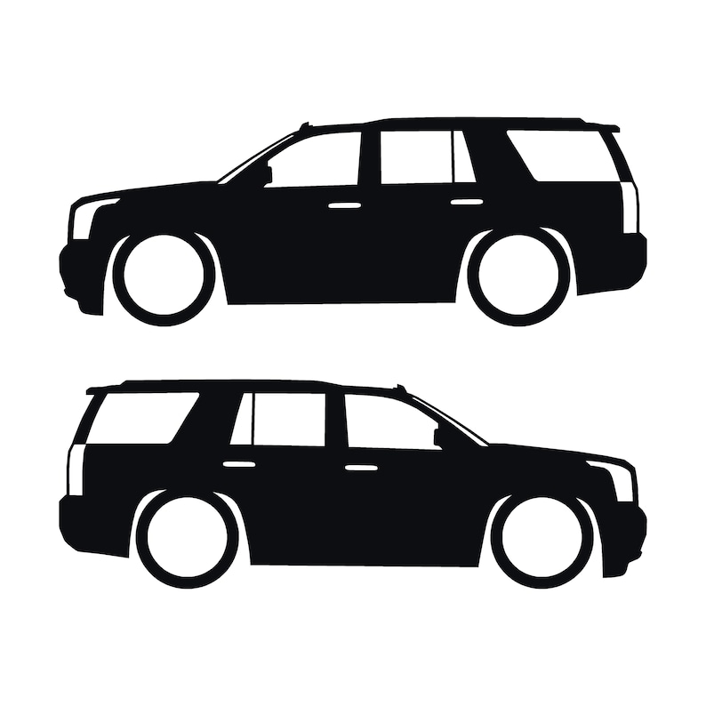 Set med 2 sänkta silhuettdekaler för GMC Yukon 4:e generationens SLT 2015-20 Svart