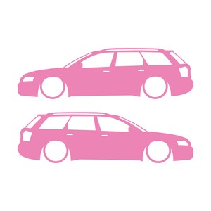 Set van 2 verlaagde auto-silhouet stickers voor Audi A4 S6 B6 Wagon Avant Soft Pink