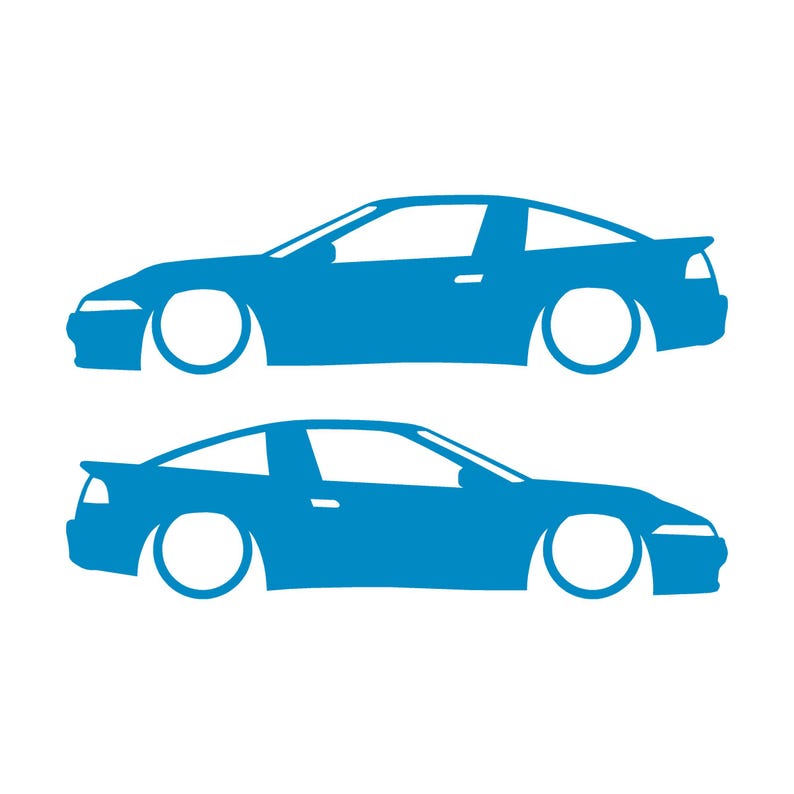 Juego de 2 pegatinas decorativas con silueta de coche rebajado para Mitsubishi Eclipse 1G de primera generación. Light Blue