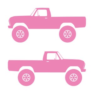 Set Of 2 Car Silhouette Decal Stickers For Ford F100 6th Gen Long Bed Soft Pink