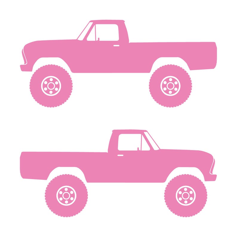 Set Of 2 Car Silhouette Decal Stickers For Ford F100 6th Gen Long Bed Soft Pink
