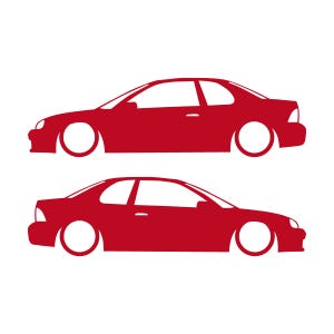 Set Of 2 Lowered Car Silhouette Decal Stickers For Dodge Neon 1st Gen 1994-99 Coupe Red