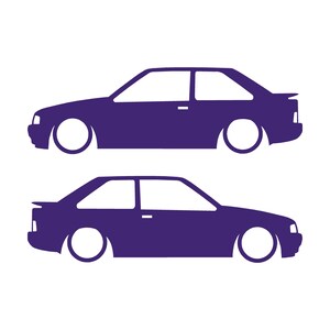 Set Of 2 Car Silhouette Decal Stickers For Ford Escort Mk4 RS Turbo XR3i Purple