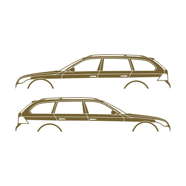 Set Of 2 Car Silhouette Decal Stickers For BMW E61 5-series Touring Gold