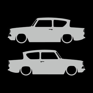 Lot de 2 autocollants silhouette de voiture pour Ford Anglia 105e Light Grey
