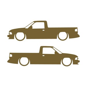 Set Of 2 Lowered Car Silhouette Decal Stickers For Chevrolet S10 2nd Gen Single Cab 1994-97 Gold