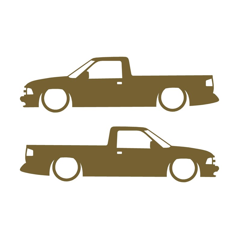 Set Of 2 Lowered Car Silhouette Decal Stickers For Chevrolet S10 2nd Gen Single Cab 1994-97 Gold
