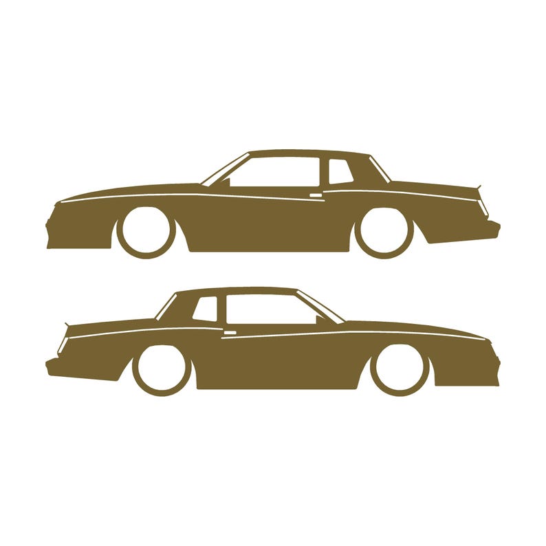 Set Of 2 Car Silhouette Decal Stickers For Chevrolet Monte Carlo SS 4th Gen Outline Coupe Gold