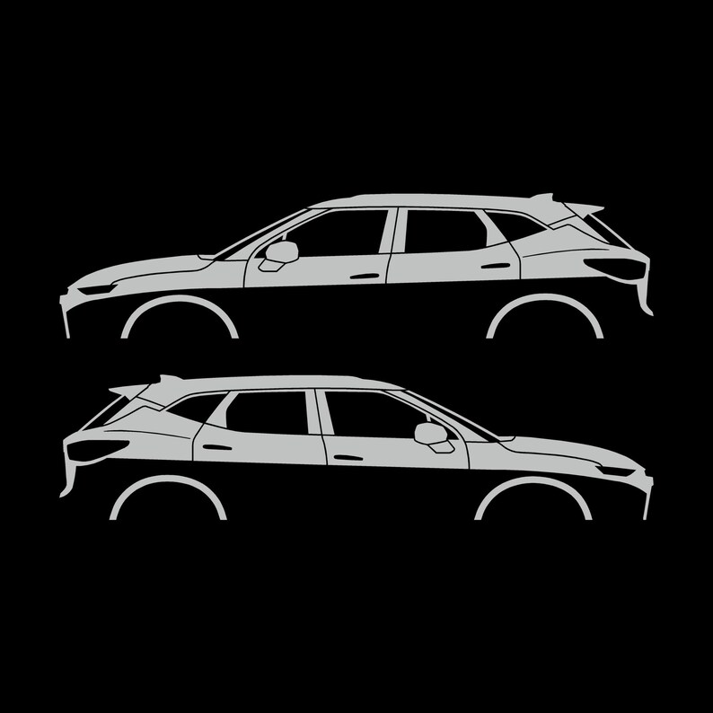 Set Of 2 SUV Silhouette Decal Stickers For 2019- Chevrolet Blazer Light Grey