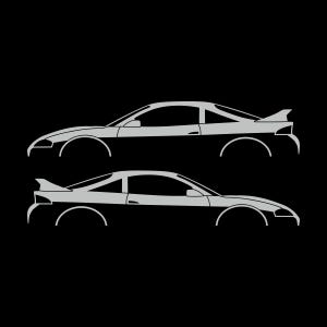 Set Of 2 Car Silhouette Decal Stickers For Mitsubishi Eclipse 2nd Gen 2Gb 1997-99 GS-T GSX Rear Spoiler Light Grey